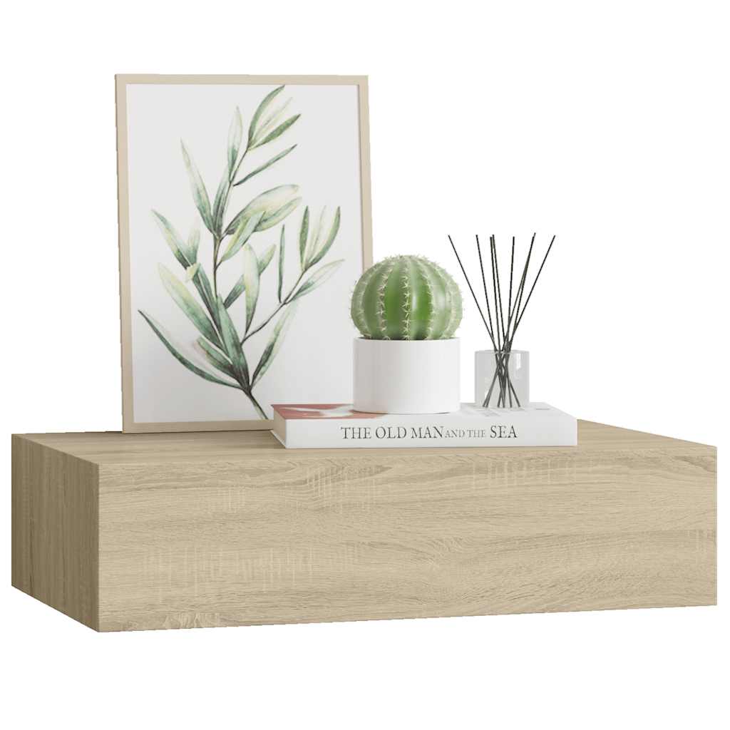 Zidna polica s ladicom boja hrasta 40 x 23,5 x 10 cm MDF
