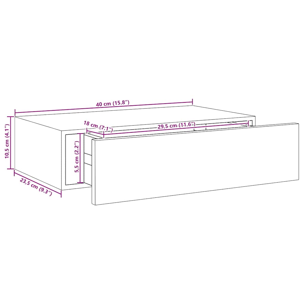 Zidna polica s ladicom boja hrasta 40 x 23,5 x 10 cm MDF