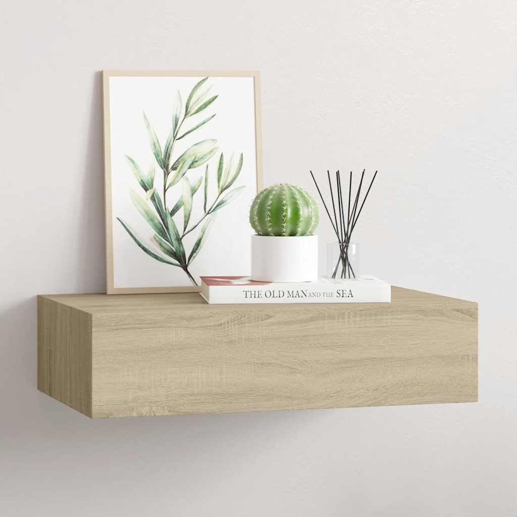 Zidna polica s ladicom boja hrasta 40 x 23,5 x 10 cm MDF