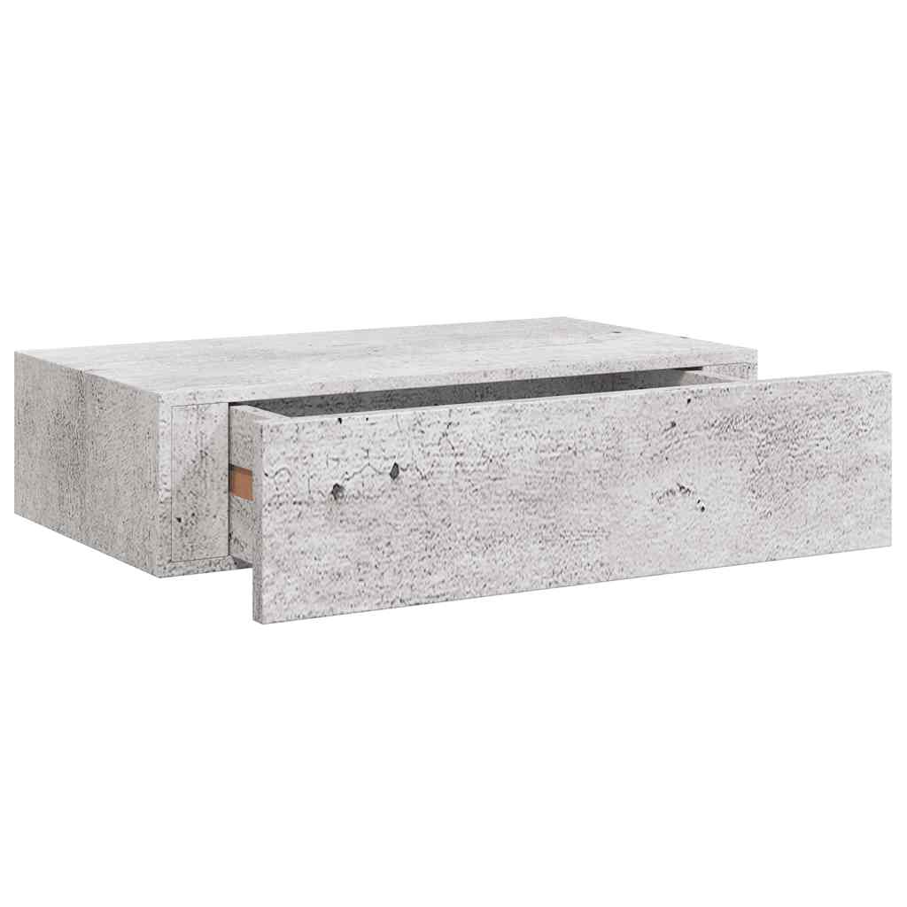 Zidne police s ladicom 2 kom boja betona 40 x 23,5 x 10 cm MDF
