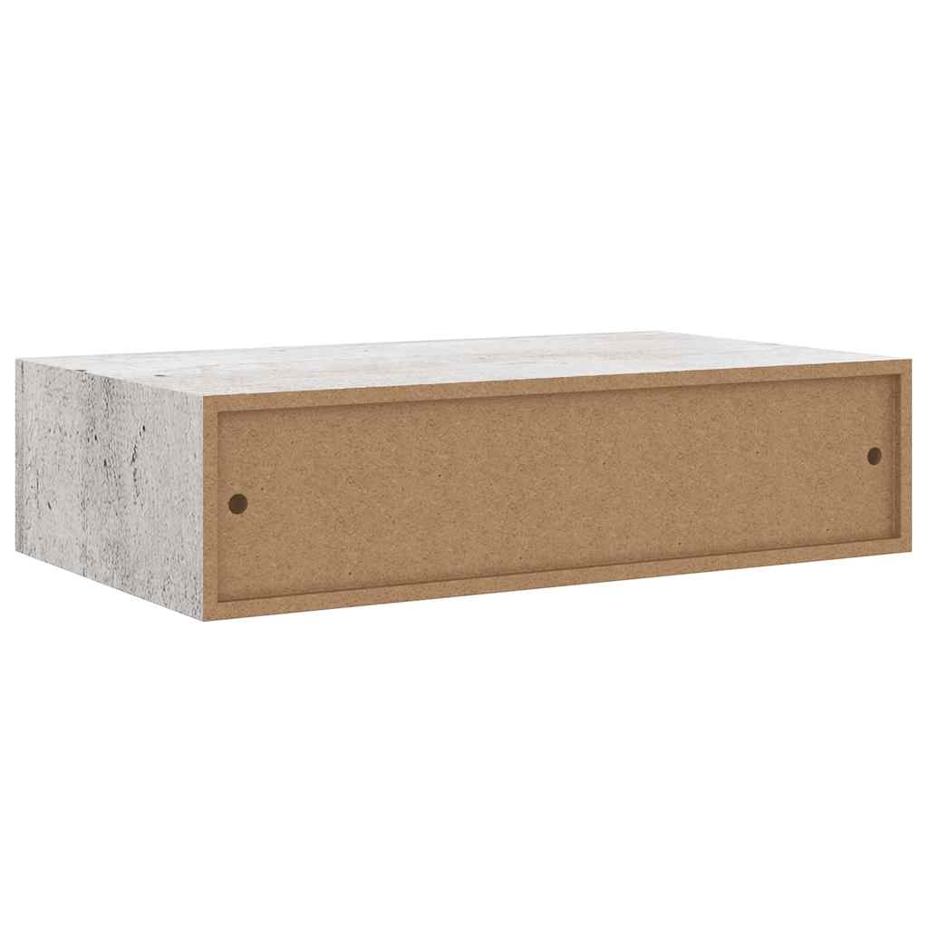 Zidne police s ladicom 2 kom boja betona 40 x 23,5 x 10 cm MDF