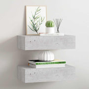 Zidne police s ladicom 2 kom boja betona 40 x 23,5 x 10 cm MDF