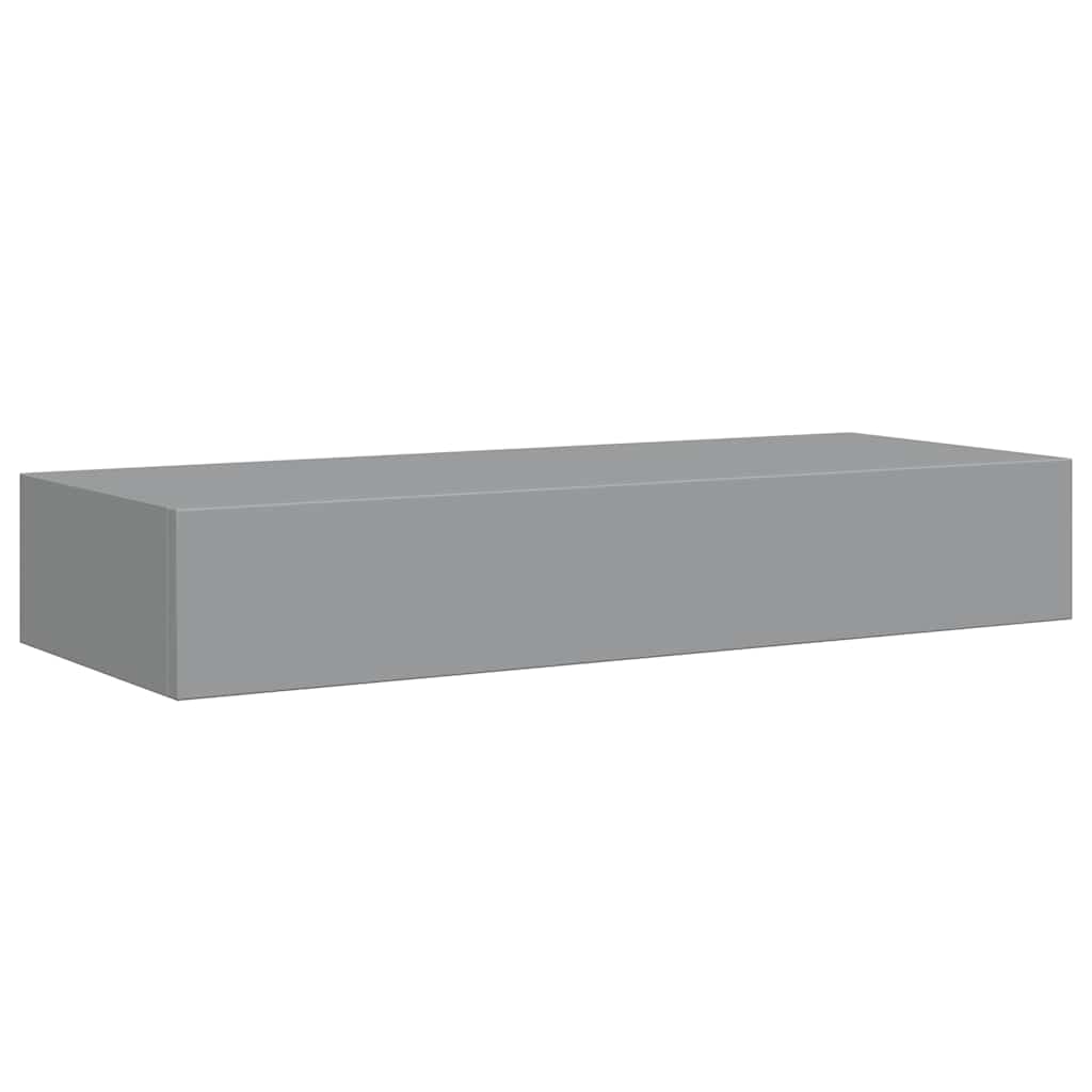 Zidne police s ladicom 2 kom sive 60 x 23,5 x 10 cm MDF