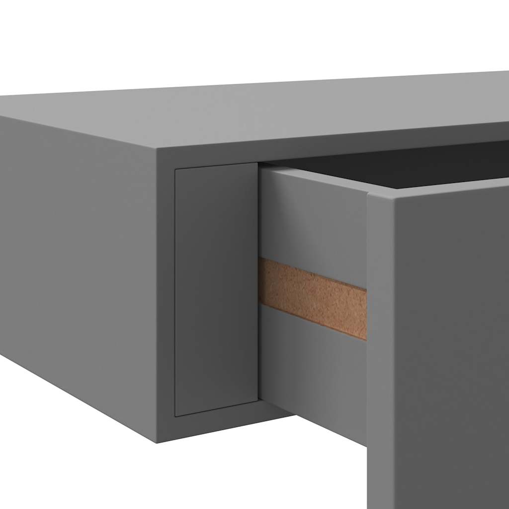 Zidne police s ladicom 2 kom sive 60 x 23,5 x 10 cm MDF