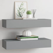 Zidne police s ladicom 2 kom sive 60 x 23,5 x 10 cm MDF