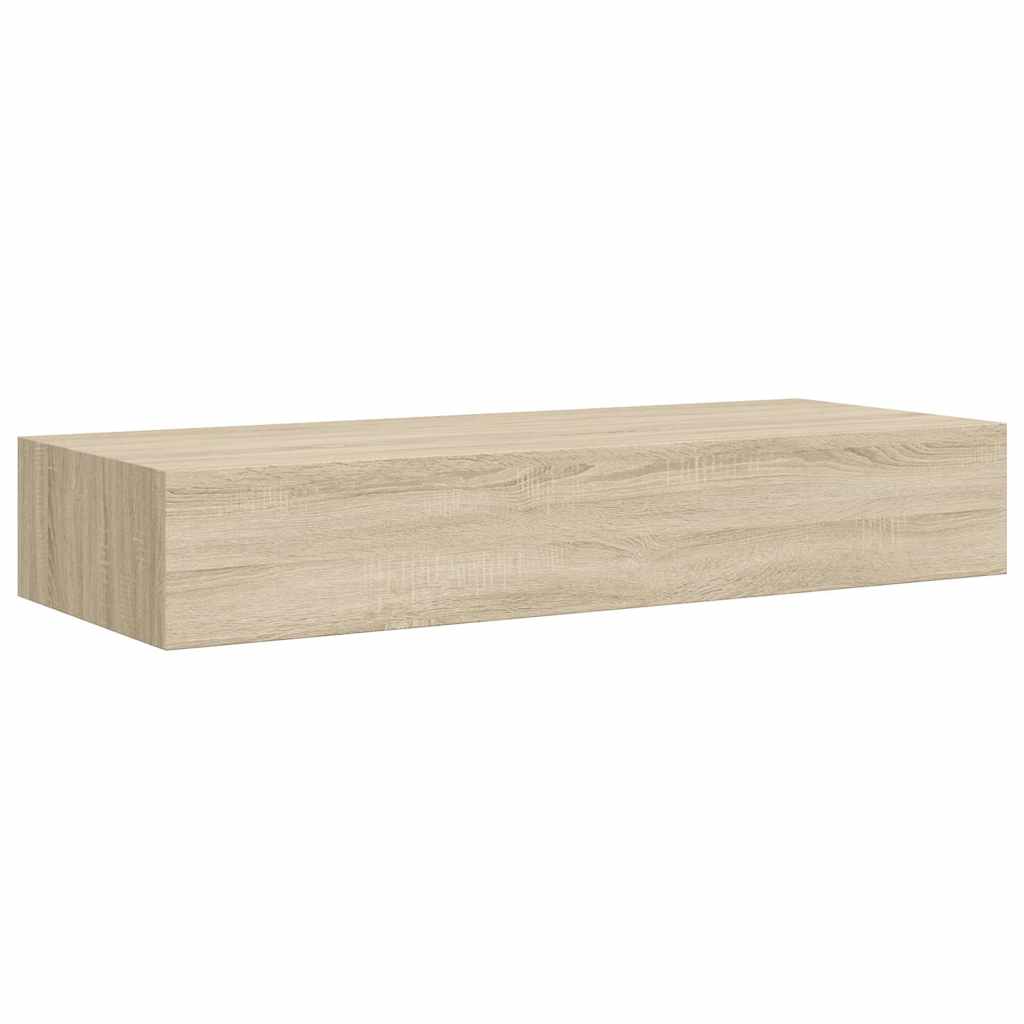 Zidne police s ladicom 2 kom boja hrasta 60 x 23,5 x 10 cm MDF