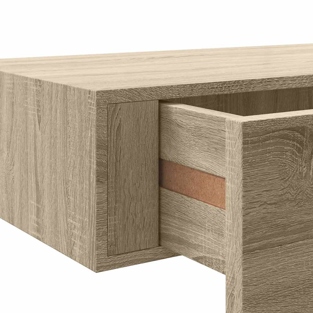 Zidne police s ladicom 2 kom boja hrasta 60 x 23,5 x 10 cm MDF