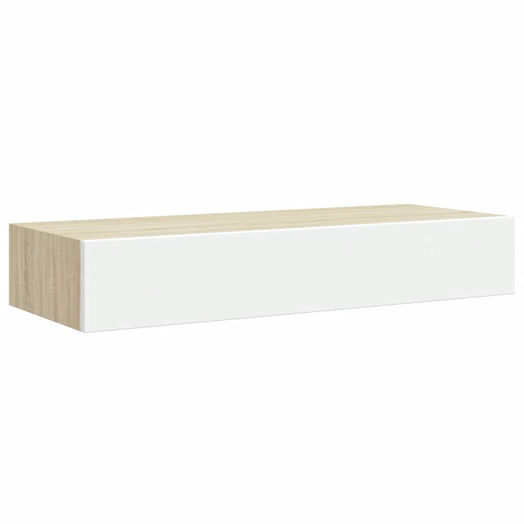 Zidne police s ladicama 2 kom. hrast i bijela 60x23,5x10 cm MDF