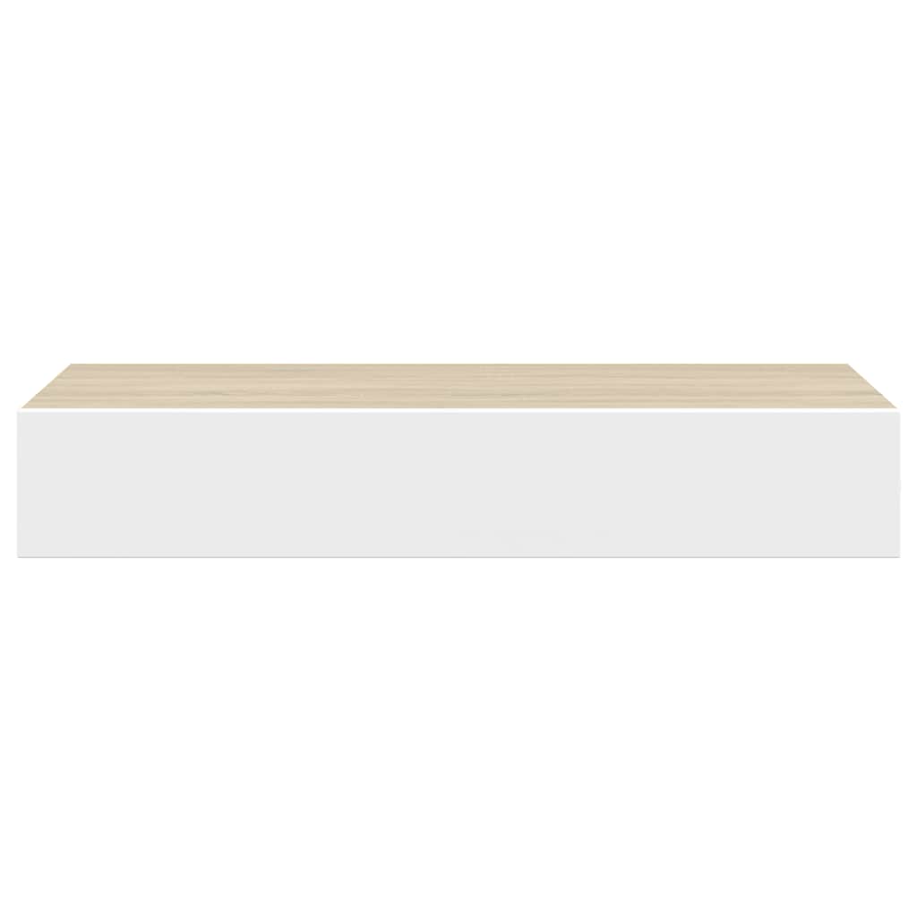 Zidne police s ladicama 2 kom. hrast i bijela 60x23,5x10 cm MDF