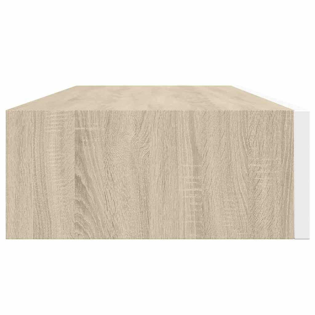 Zidne police s ladicama 2 kom. hrast i bijela 60x23,5x10 cm MDF