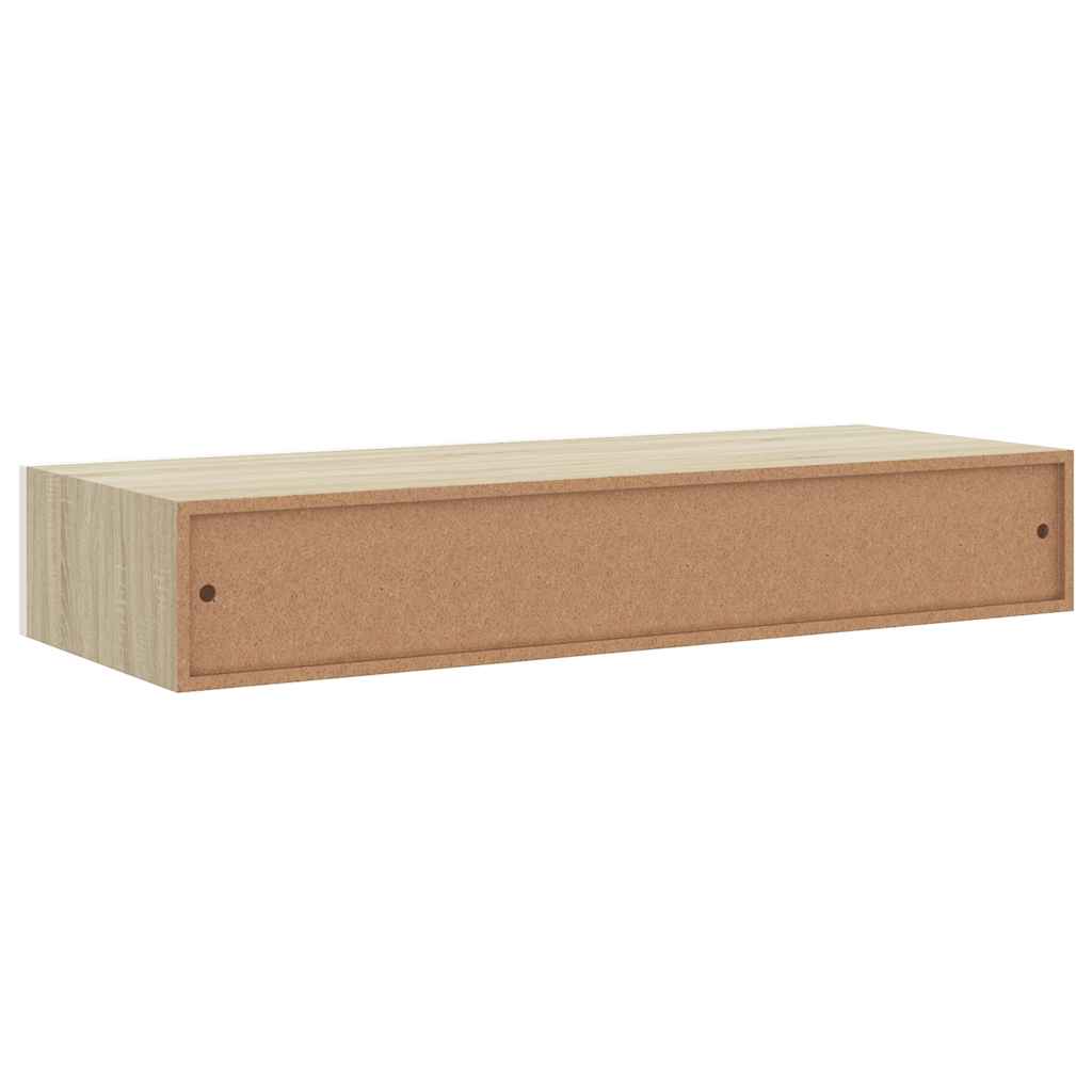 Zidne police s ladicama 2 kom. hrast i bijela 60x23,5x10 cm MDF