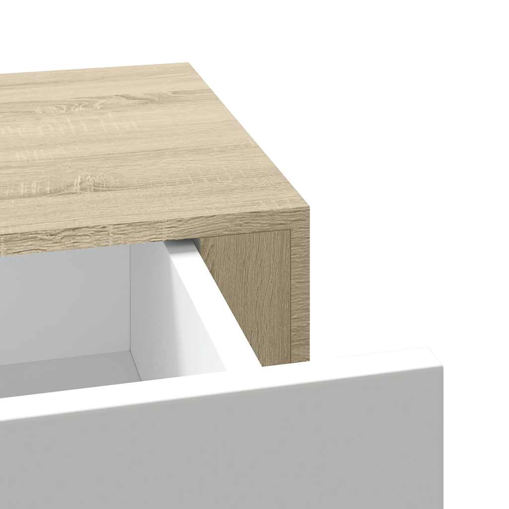 Zidne police s ladicama 2 kom. hrast i bijela 60x23,5x10 cm MDF