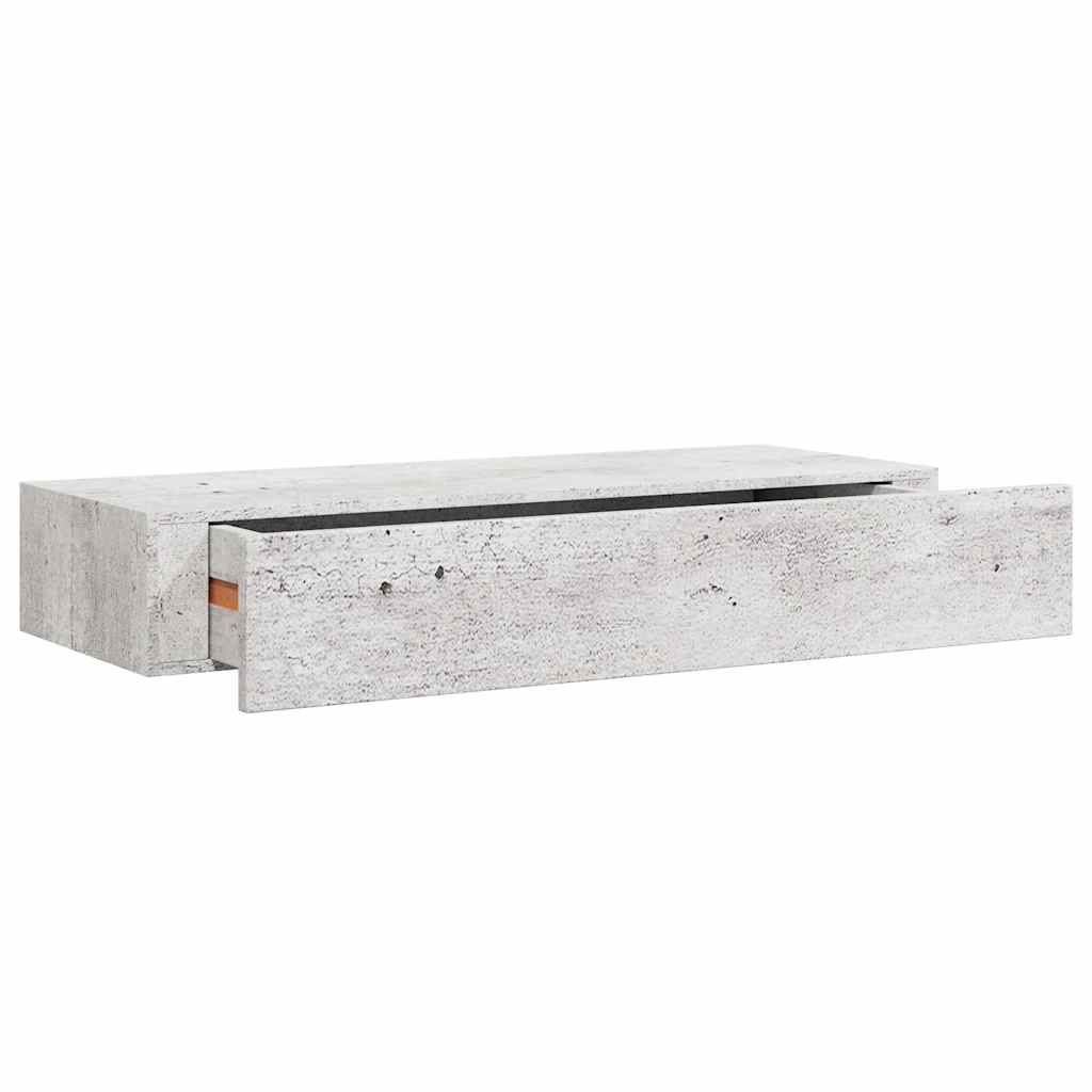Zidna polica s ladicom siva boja betona 60 x 23,5 x 10 cm MDF