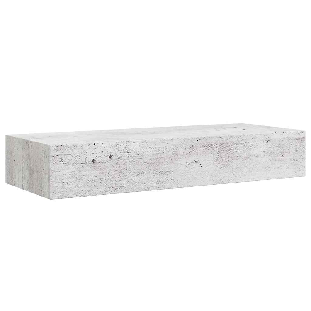 Zidna polica s ladicom siva boja betona 60 x 23,5 x 10 cm MDF