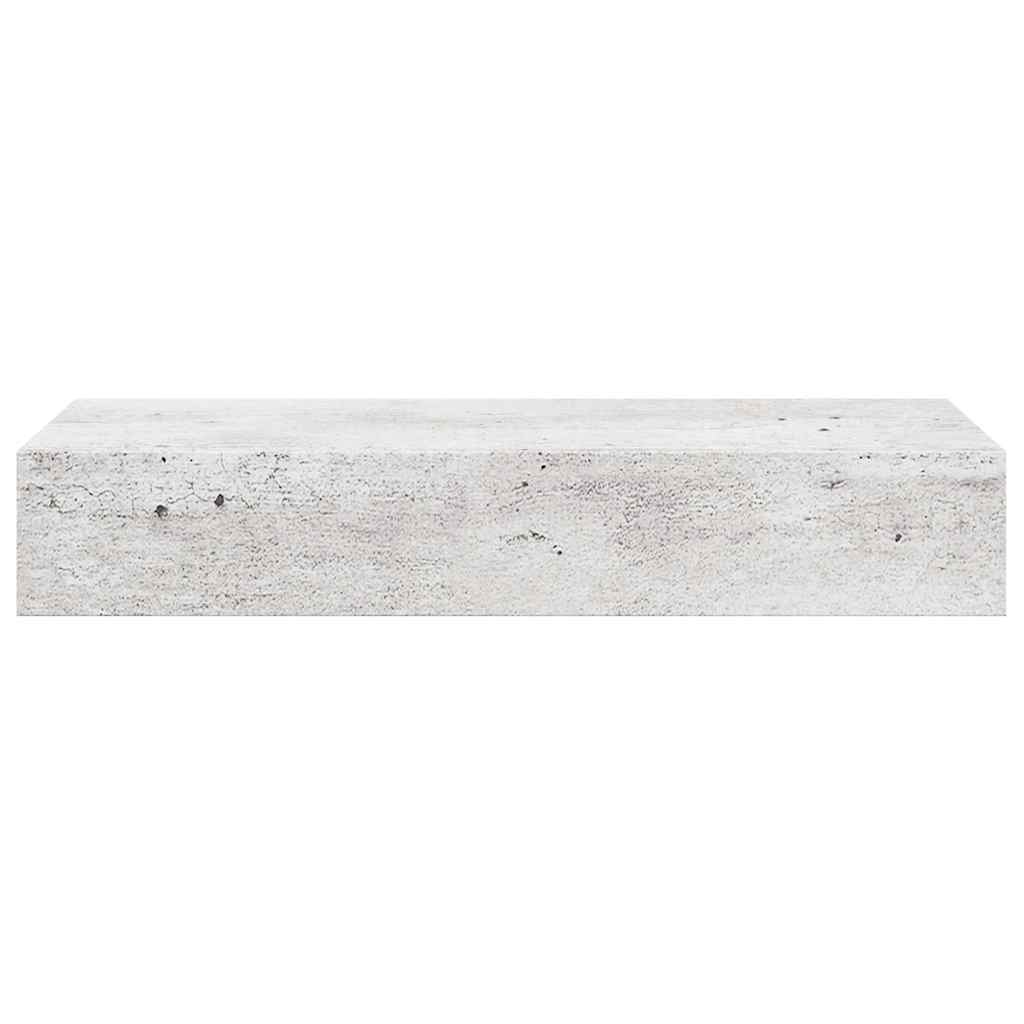 Zidna polica s ladicom siva boja betona 60 x 23,5 x 10 cm MDF