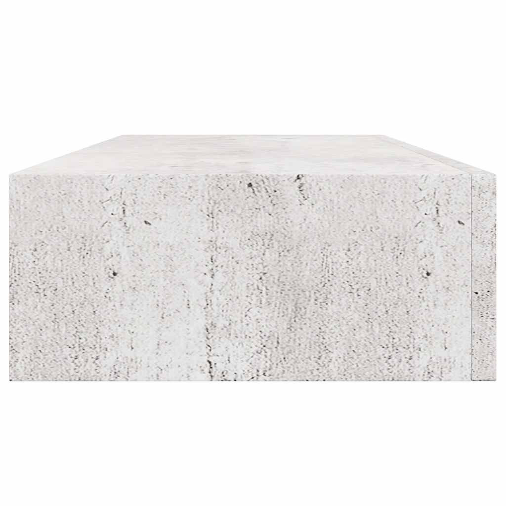 Zidna polica s ladicom siva boja betona 60 x 23,5 x 10 cm MDF