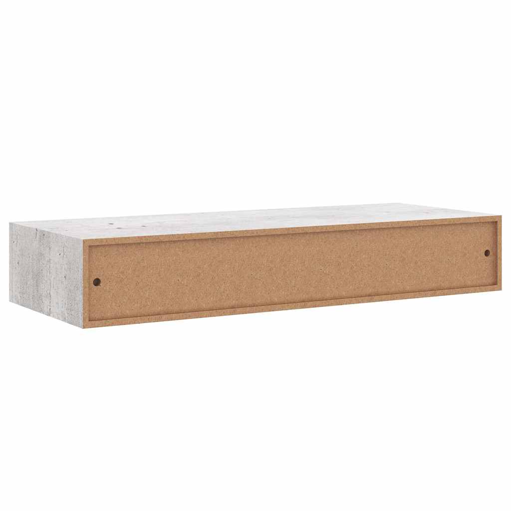 Zidna polica s ladicom siva boja betona 60 x 23,5 x 10 cm MDF
