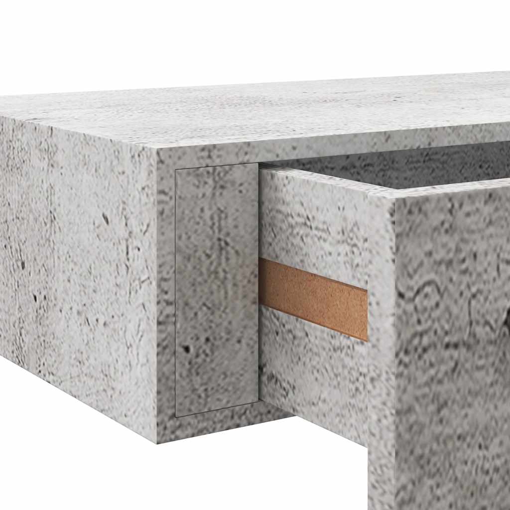 Zidna polica s ladicom siva boja betona 60 x 23,5 x 10 cm MDF