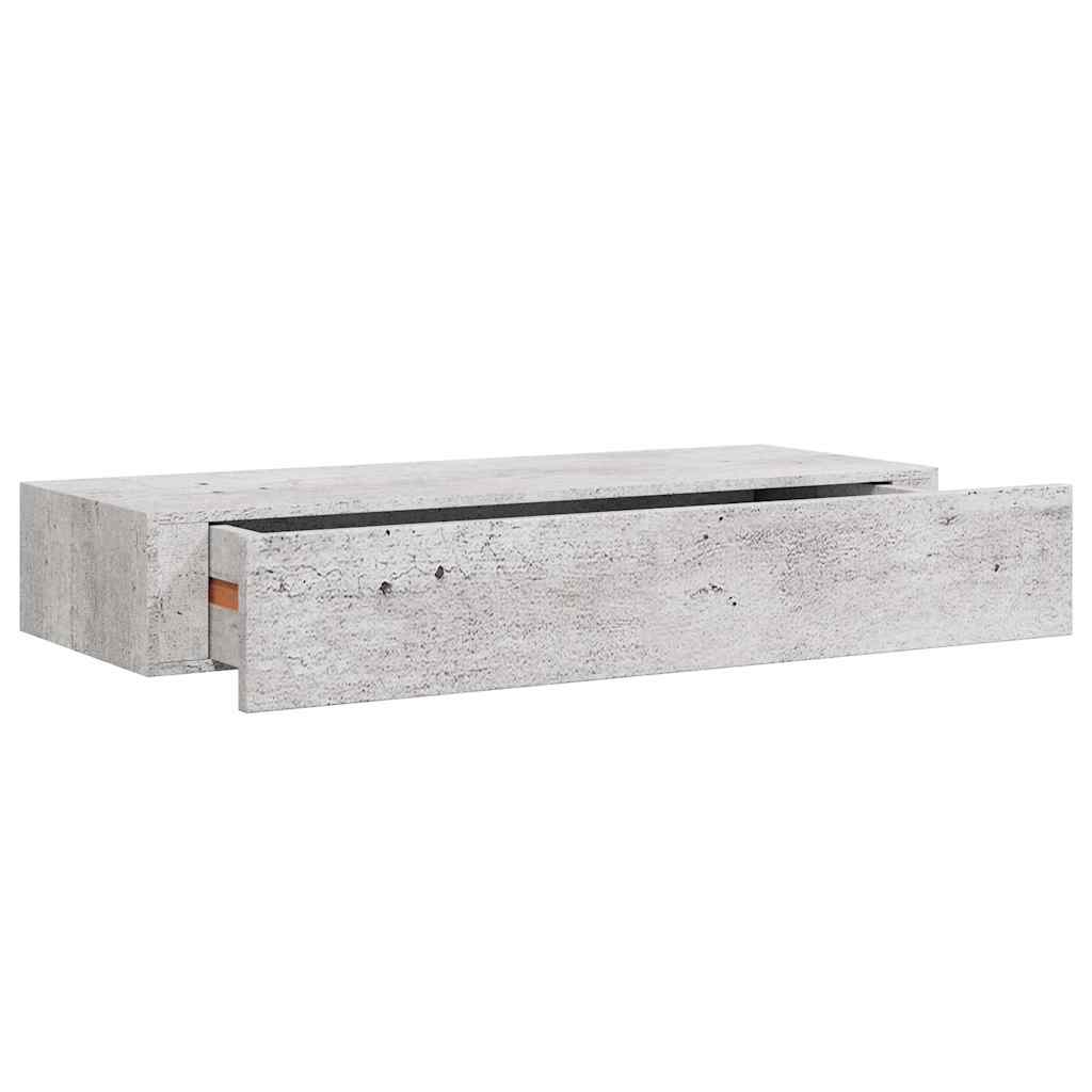 Zidne police s ladicom 2 kom boja betona 60 x 23,5 x 10 cm MDF