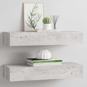 Zidne police s ladicom 2 kom boja betona 60 x 23,5 x 10 cm MDF