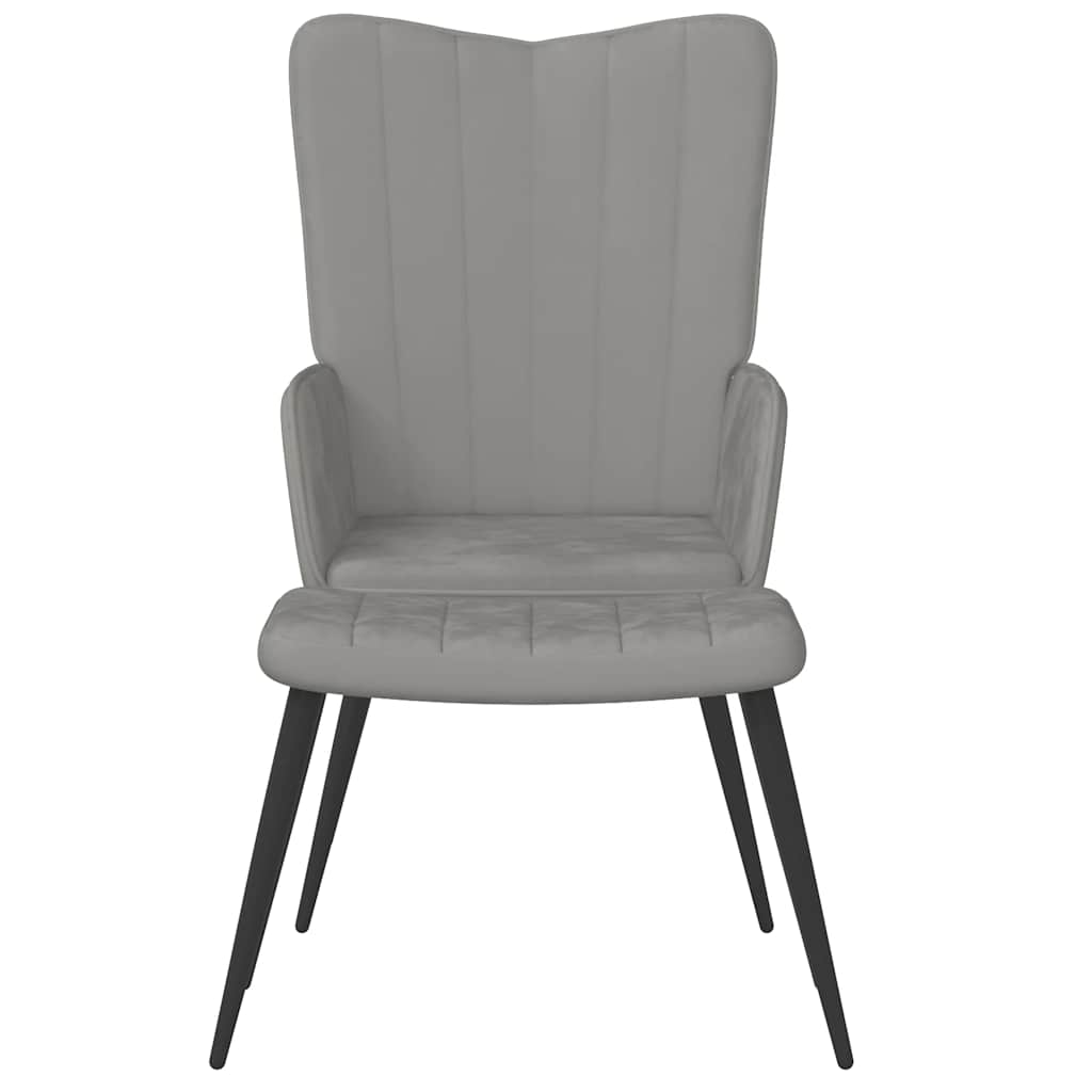 Stolica za opuštanje s osloncem za noge svjetlosiva baršunasta