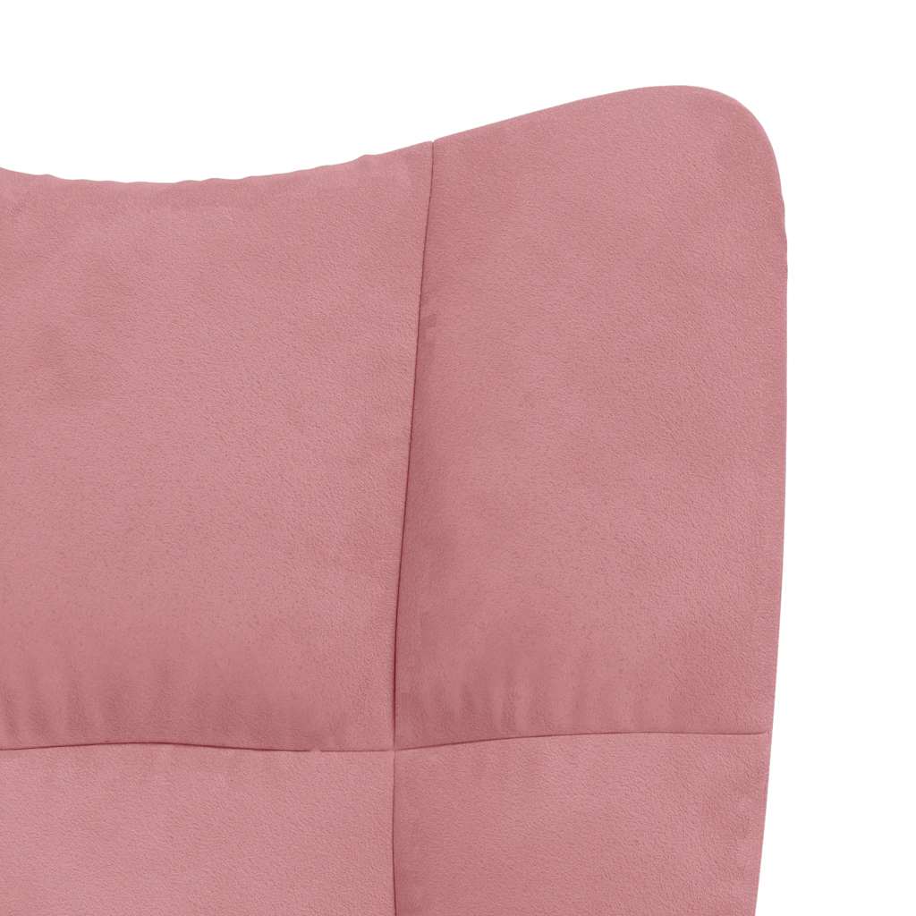 Stolica za ljuljanje ružičasta baršunasta