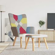 Stolica za opuštanje s osloncem za noge patchwork od tkanine