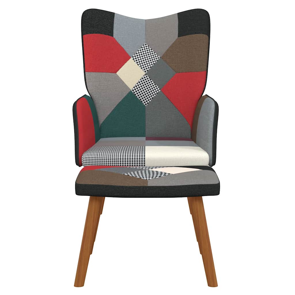 Stolica za opuštanje s osloncem za noge patchwork od tkanine