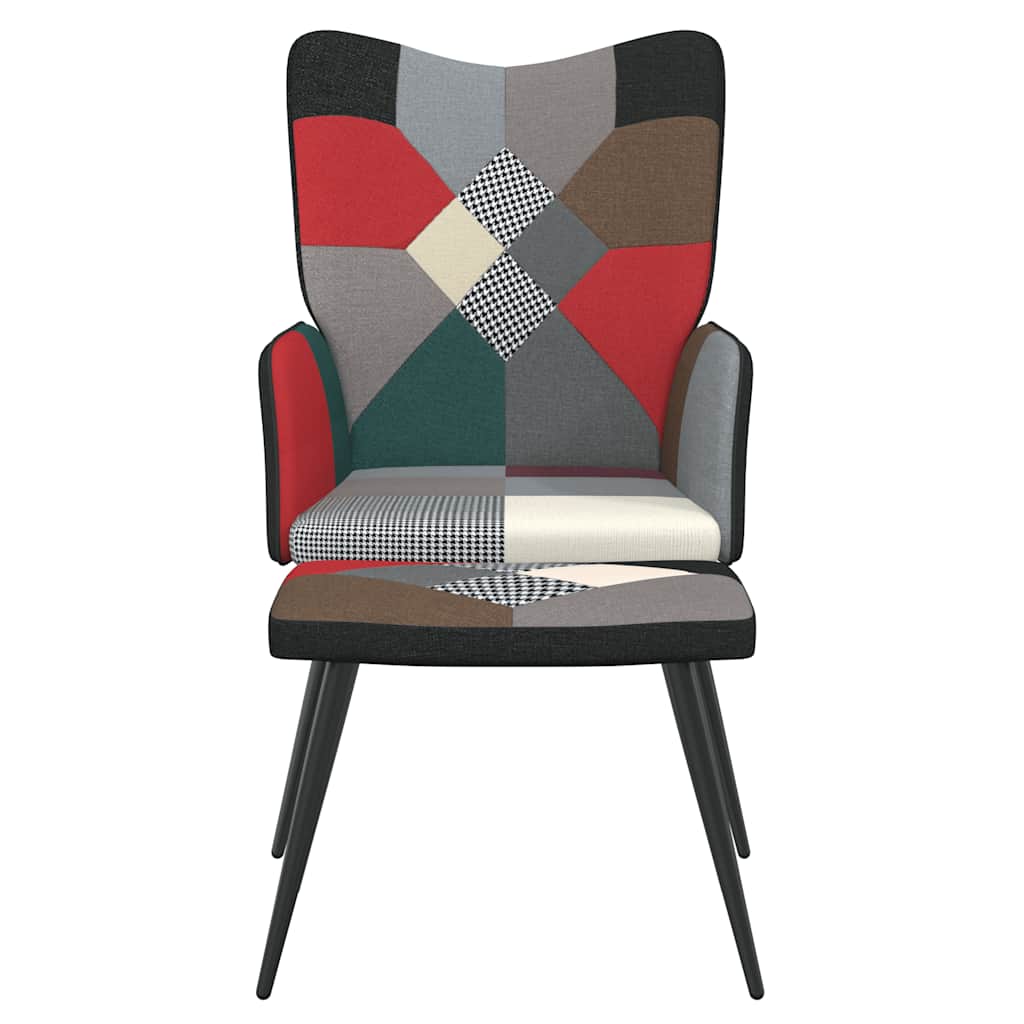 Stolica za opuštanje s osloncem za noge patchwork od tkanine