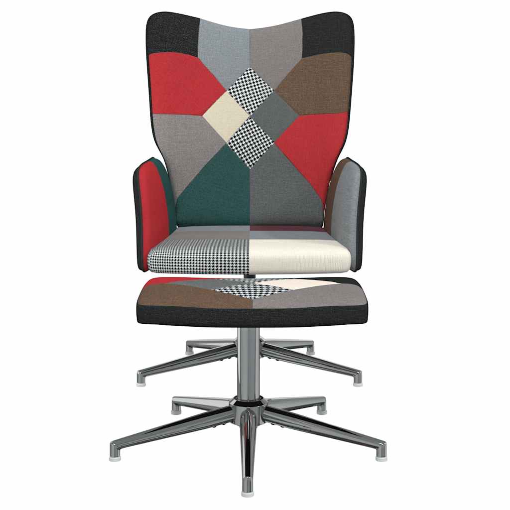 Stolica za opuštanje s osloncem za noge patchwork od tkanine