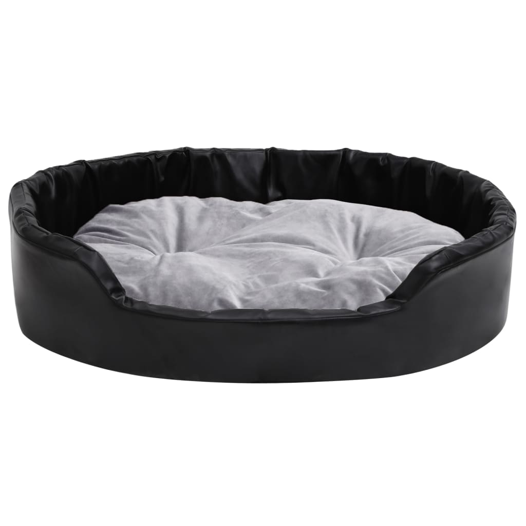 Krevet za pse crno-sivi 90 x 79 x 20 cm od pliša i umjetne kože