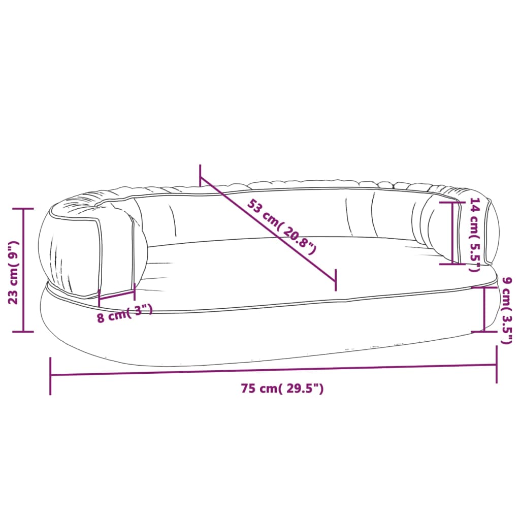 Ergonomski pjenasti krevet za pse modri 75 x 53 cm umjetna koža
