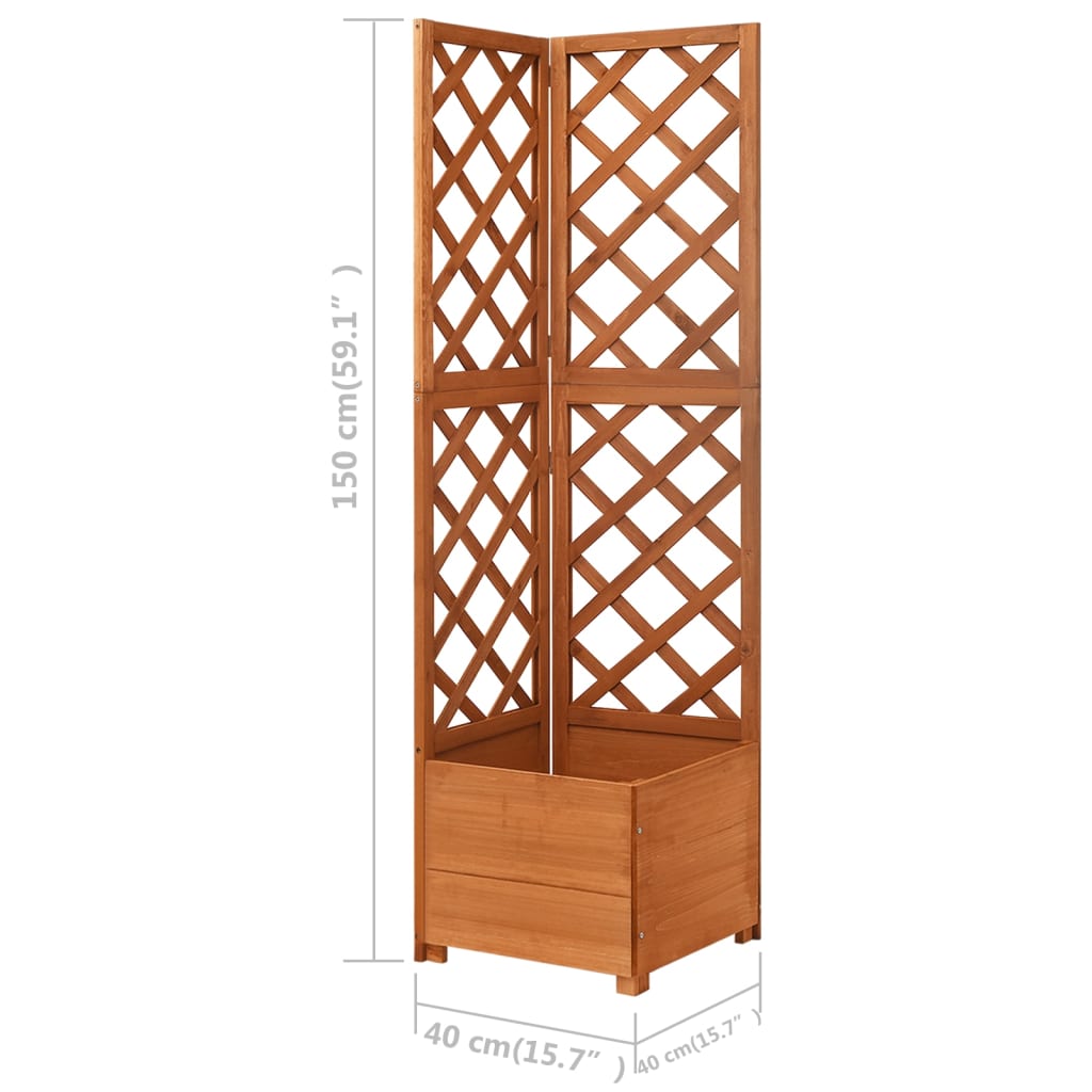 Kutna sadilica s rešetkom 40 x 40 x 150 cm od masivne jelovine
