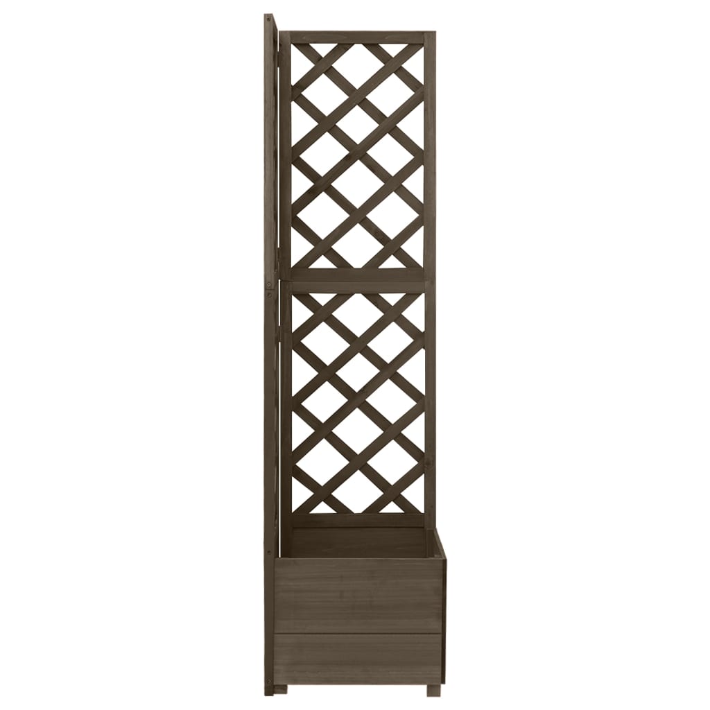 Kutna sadilica s rešetkom siva 40x40x150 cm od masivne jelovine