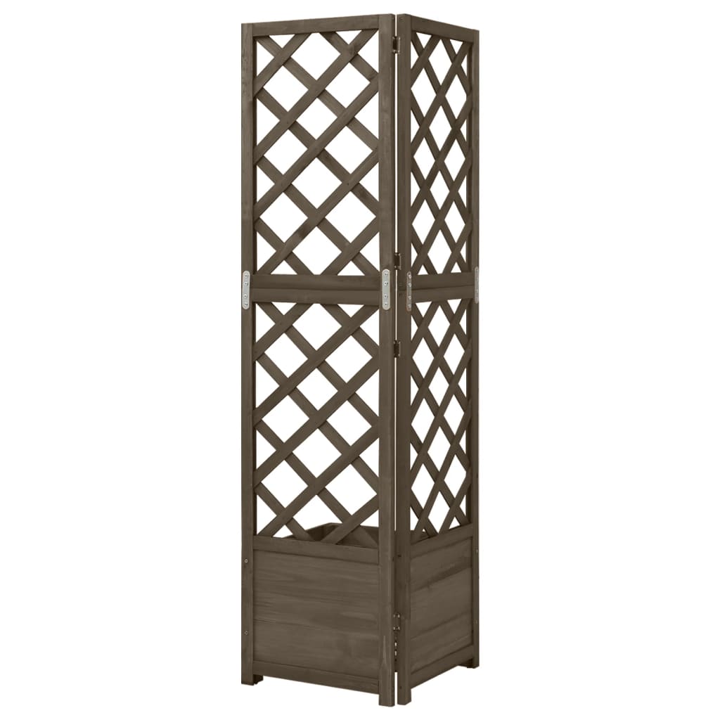 Kutna sadilica s rešetkom siva 40x40x150 cm od masivne jelovine