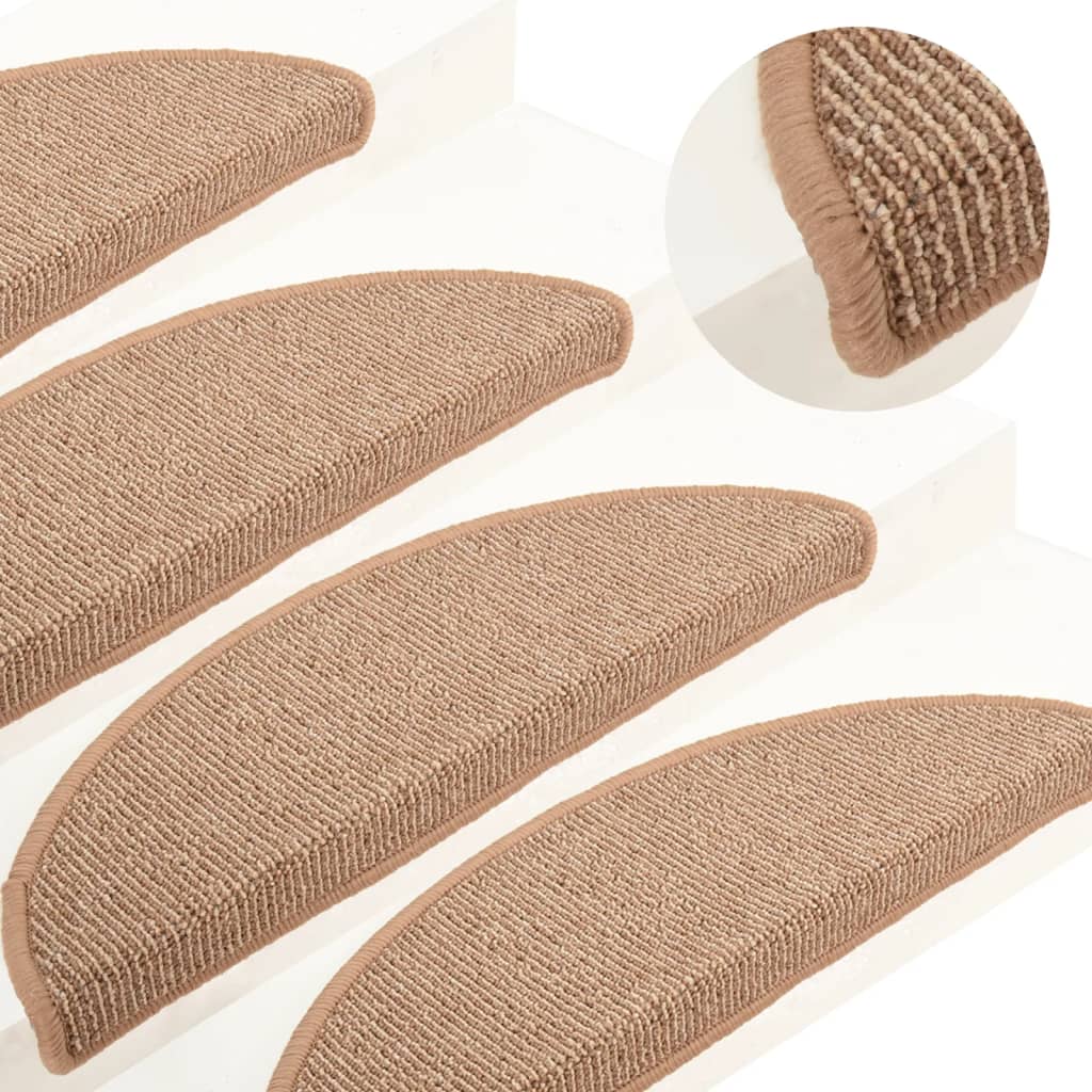 Prostirke za stepenice 15 kom 56x17x3 cm svijetlosmeđe poluokrugle