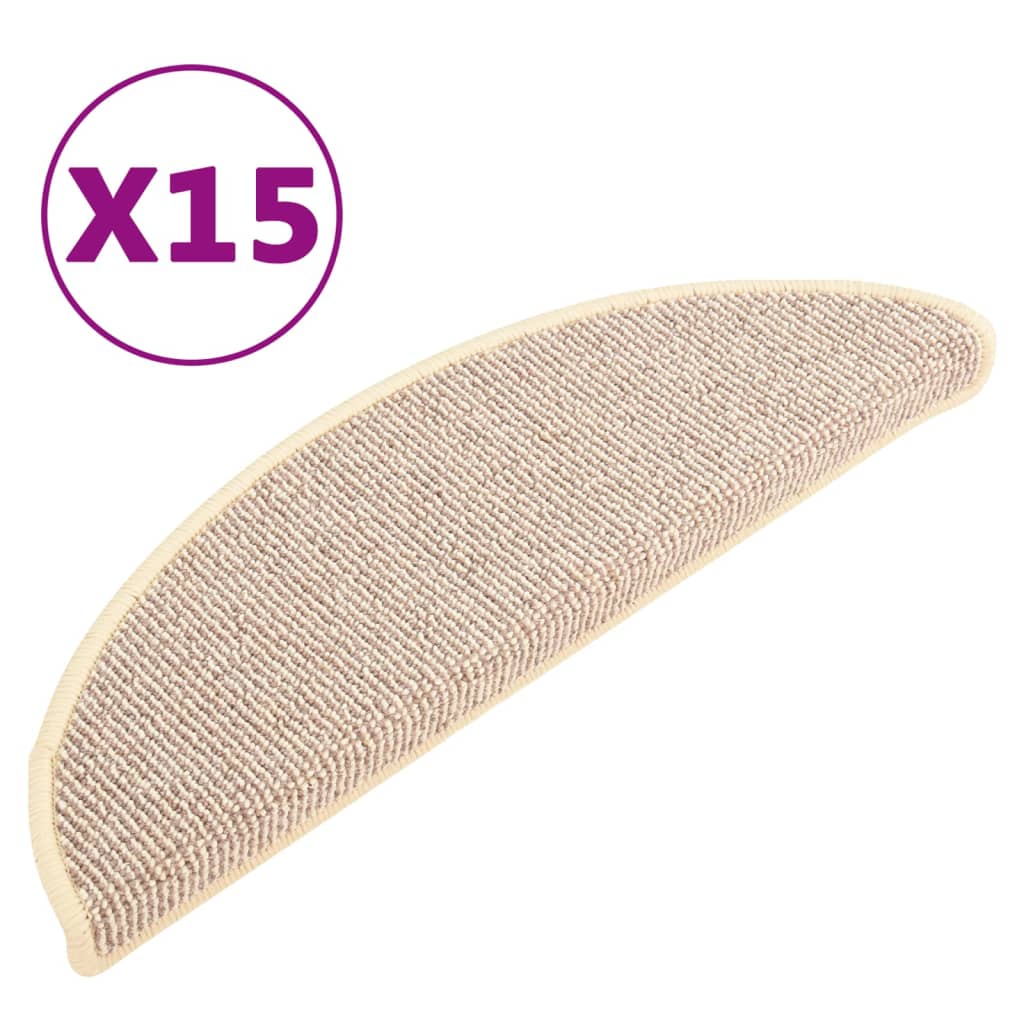 Prostirke za stepenice 15 kom 56x17x3 cm Bijele i smeđe poluokrugle