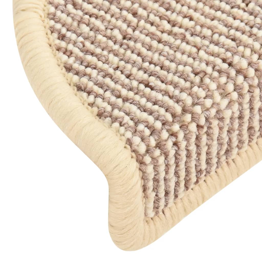Prostirke za stepenice 15 kom 56x17x3 cm Bijele i smeđe poluokrugle