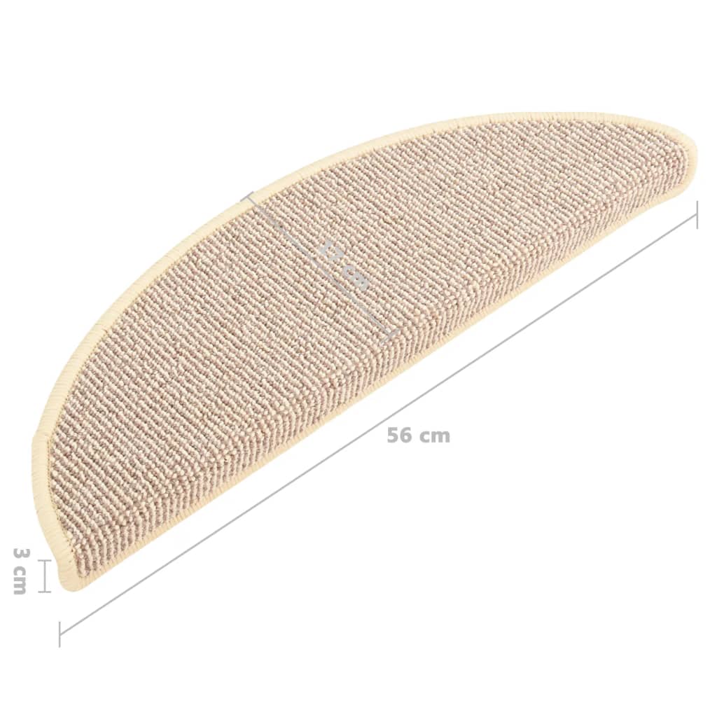 Prostirke za stepenice 15 kom 56x17x3 cm Bijele i smeđe poluokrugle