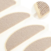 Prostirke za stepenice 15 kom 56x17x3 cm Bijele i smeđe poluokrugle