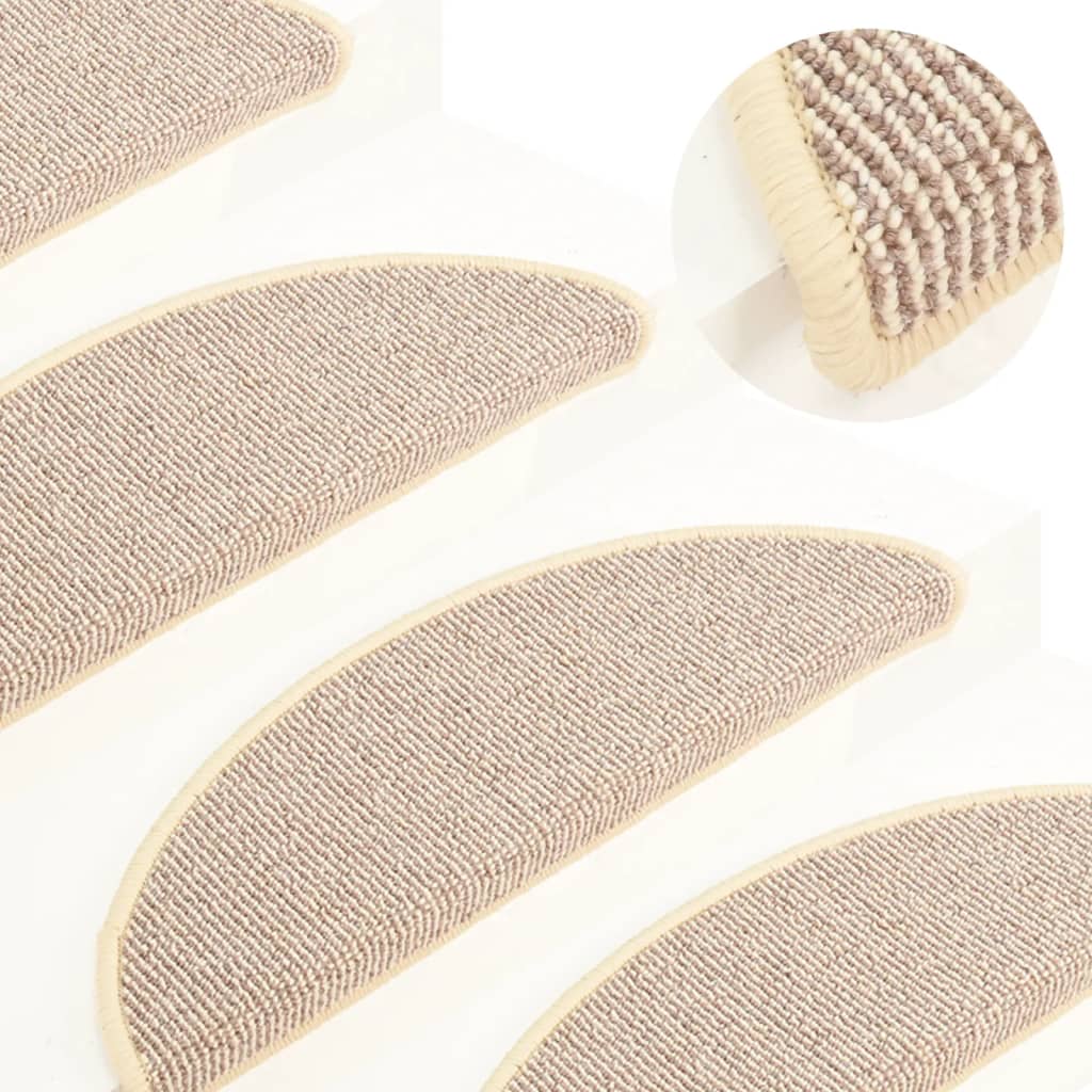 Prostirke za stepenice 15 kom 56x17x3 cm Bijele i smeđe poluokrugle
