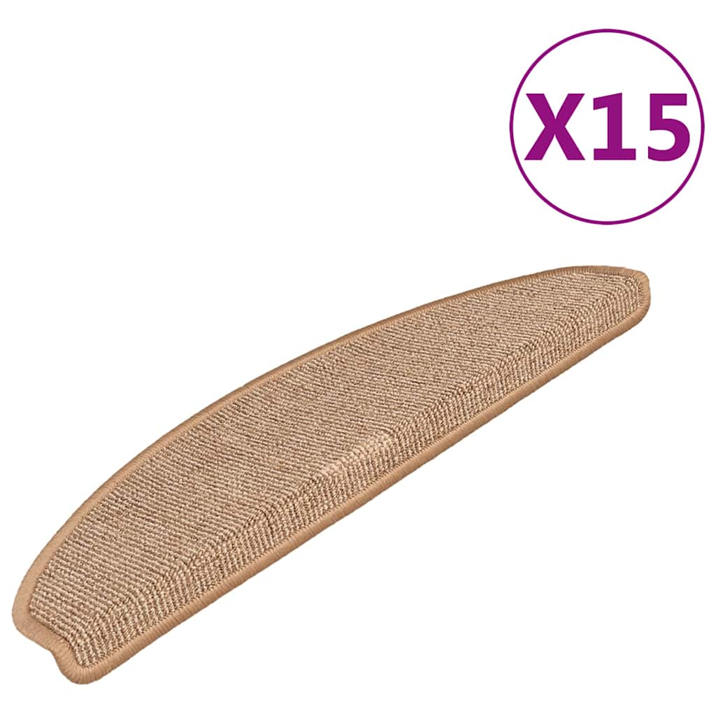 Prostirke za stepenice 15 kom 65x21x4 cm svijetlosmeđe poluokrugle velike