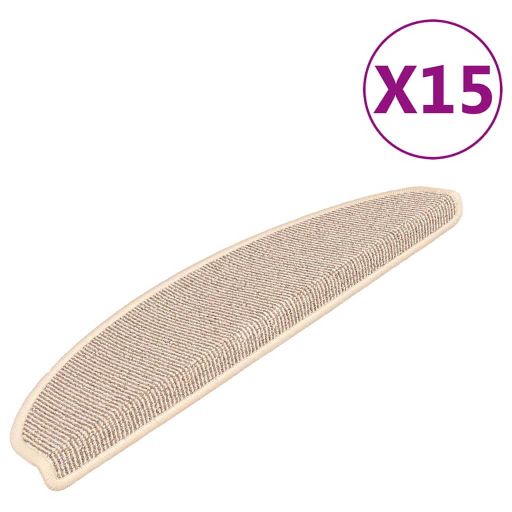 Prostirke za stepenice 15 kom 65x21x4 cm Bijele i smeđe poluokrugle velike