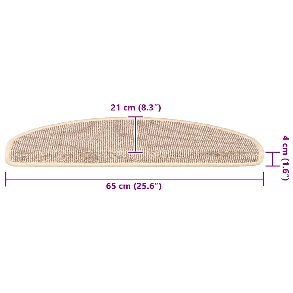 Prostirke za stepenice 15 kom 65x21x4 cm Bijele i smeđe poluokrugle velike