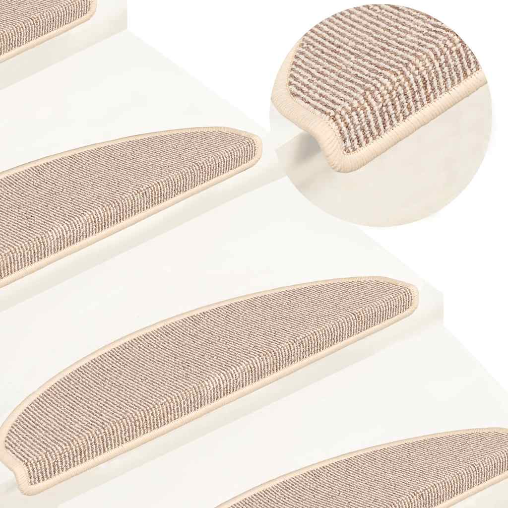 Prostirke za stepenice 15 kom 65x21x4 cm Bijele i smeđe poluokrugle velike