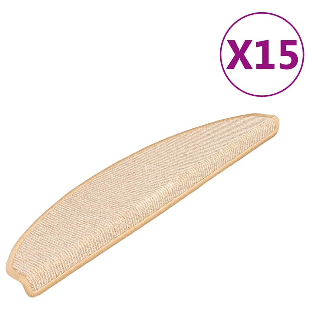 Prostirke za stepenice 15 kom 65x21x4 cm krem poluokrugle velike