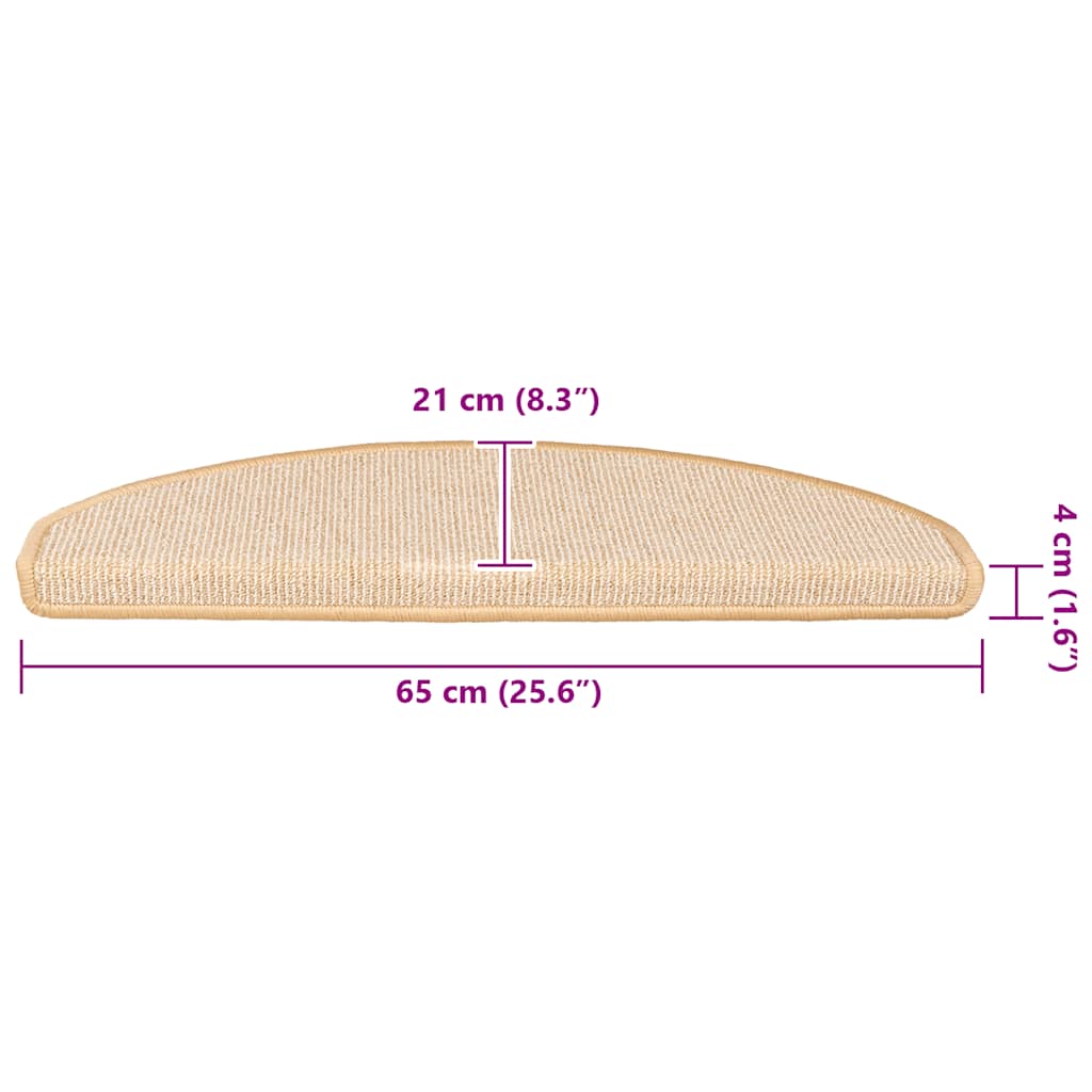 Prostirke za stepenice 15 kom 65x21x4 cm krem poluokrugle velike