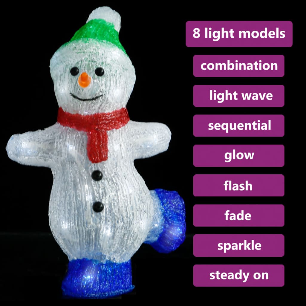 LED božićna akrilna figura snjegovića unutarnja i vanjska 30 cm