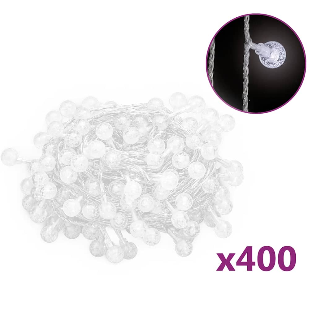 Vilinski rasvjetni lanac 40 m 400 LED hladni bijeli 8 funkcija
