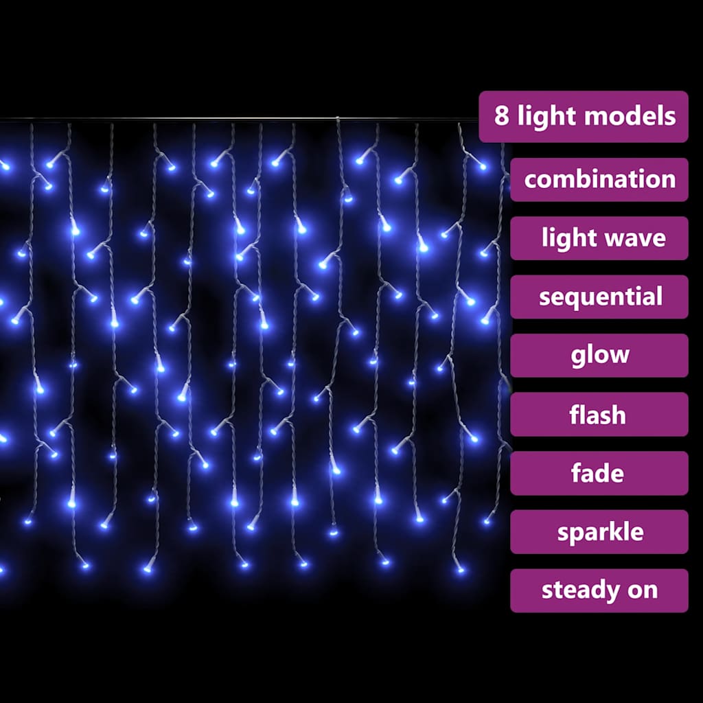 LED zavjesa sa sigama 10 m 400 LED plave 8 funkcija